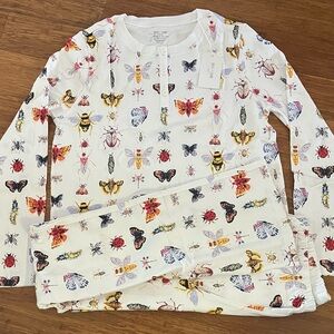 Hart + Land Bugs Patterned Organic Pima Cotton Men’s Pajama Set Size S